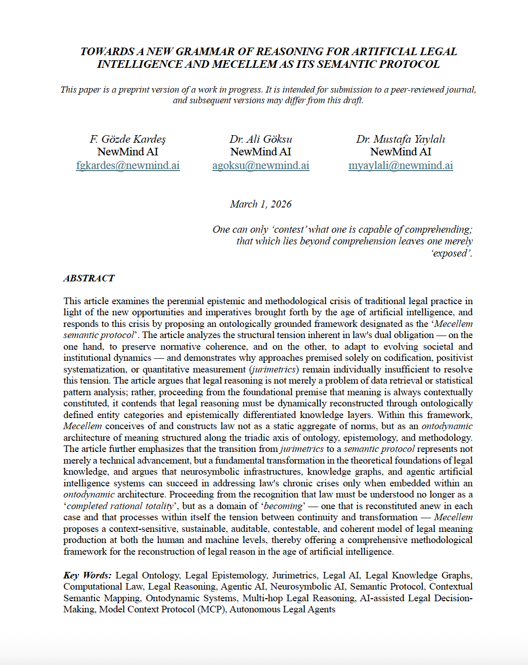 Mecellem Semantic Protocol — Issue 01 cover
